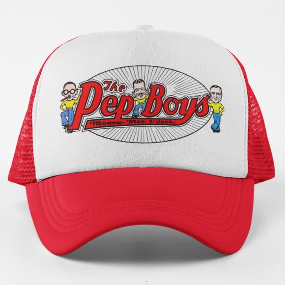 Other - NEW Pep Boys Retro Foam Trucker Mesh Snapback Hat 2-TONE RED